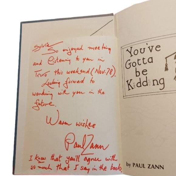 You've Gotta Be Kidding Paul Zann signed HC DJ Vtg 1975 humor spoof education - Picture 2 of 8